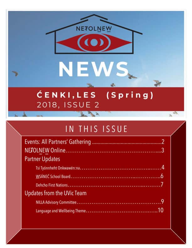 NEȾOLṈEW̱ Newsletter Spring 2018 Cover